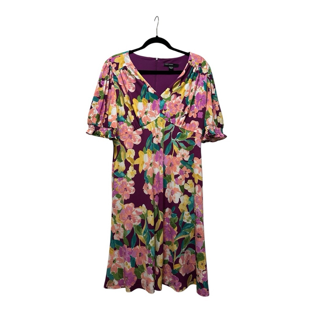 Maggy London Floral Midi Dress - Purple and Pink